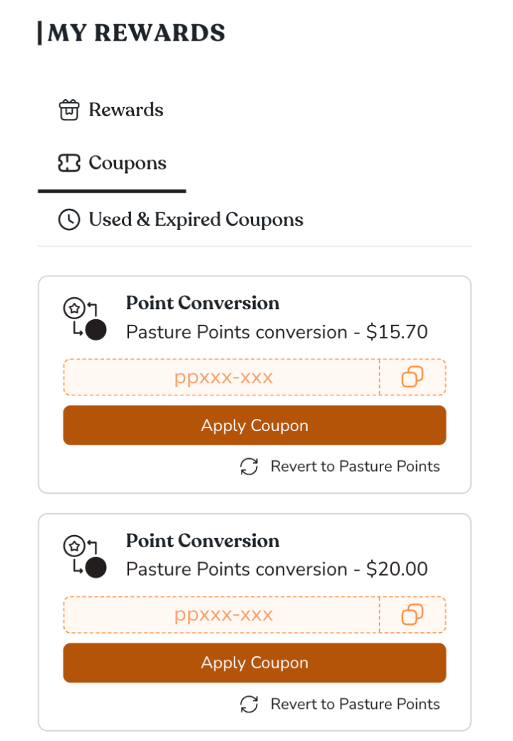 Coupons Tab and Buttons