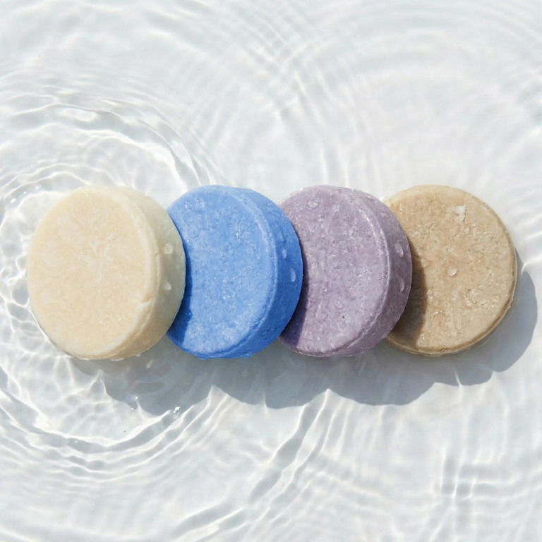 shampoo bars in clean water.