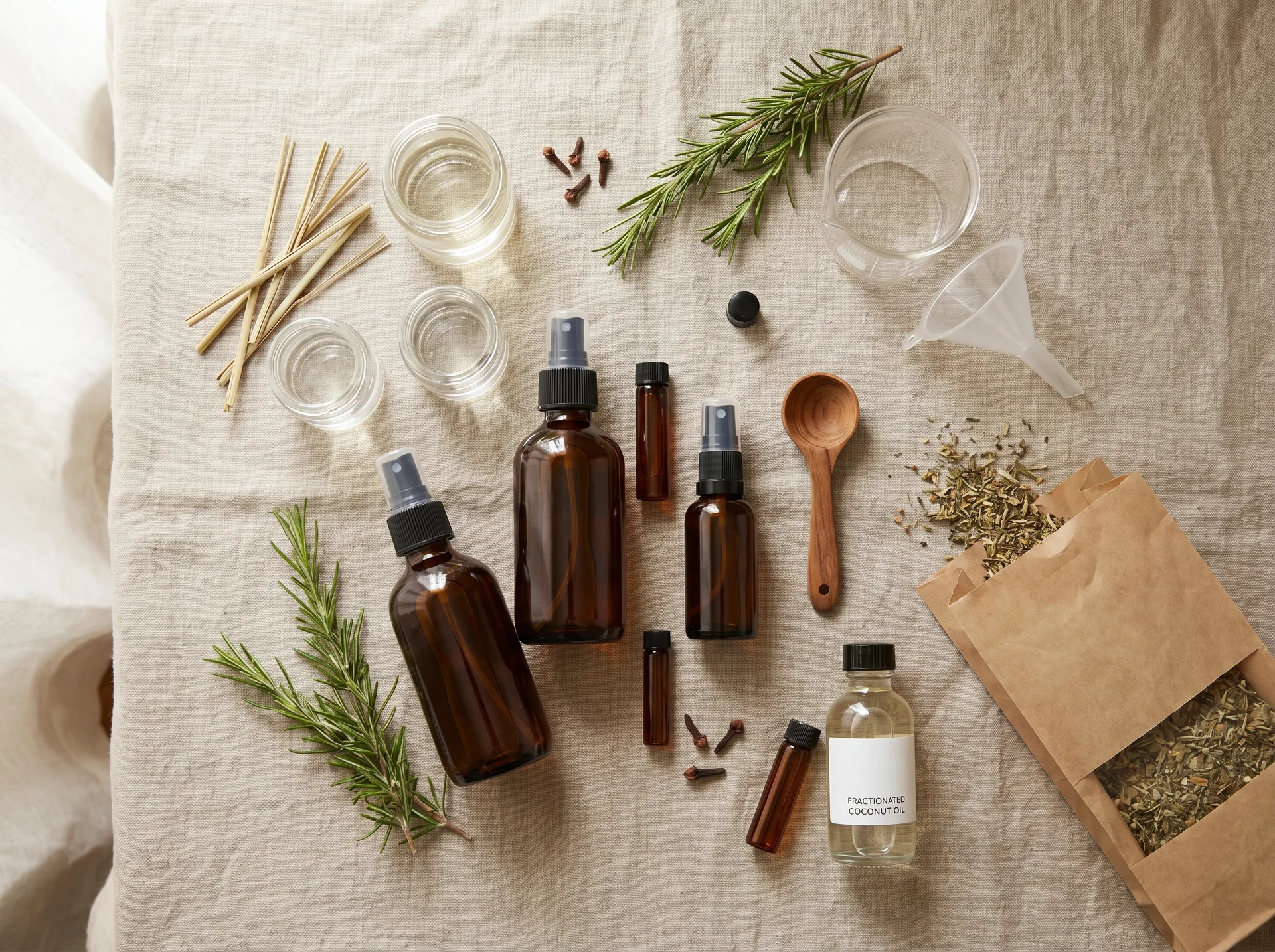 Recipe flatlay image for natural tick repellent ingredients