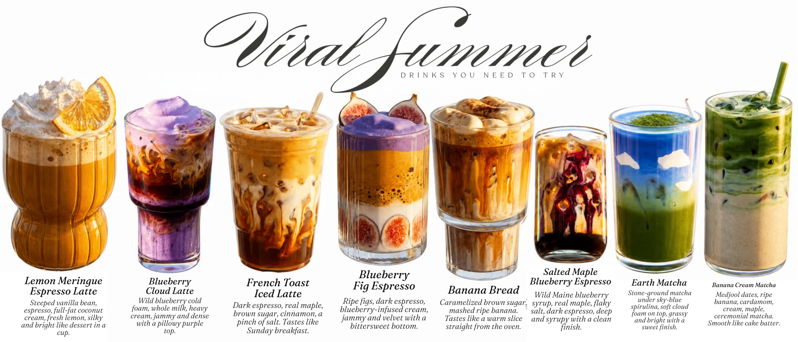 The Little Drink Era cover, a collage of nine illustrated viral summer drinks