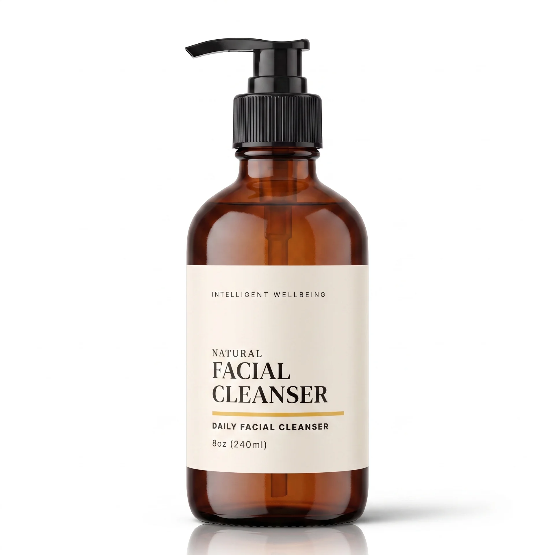 Natural Facial Cleanser 8oz amber pump bottle