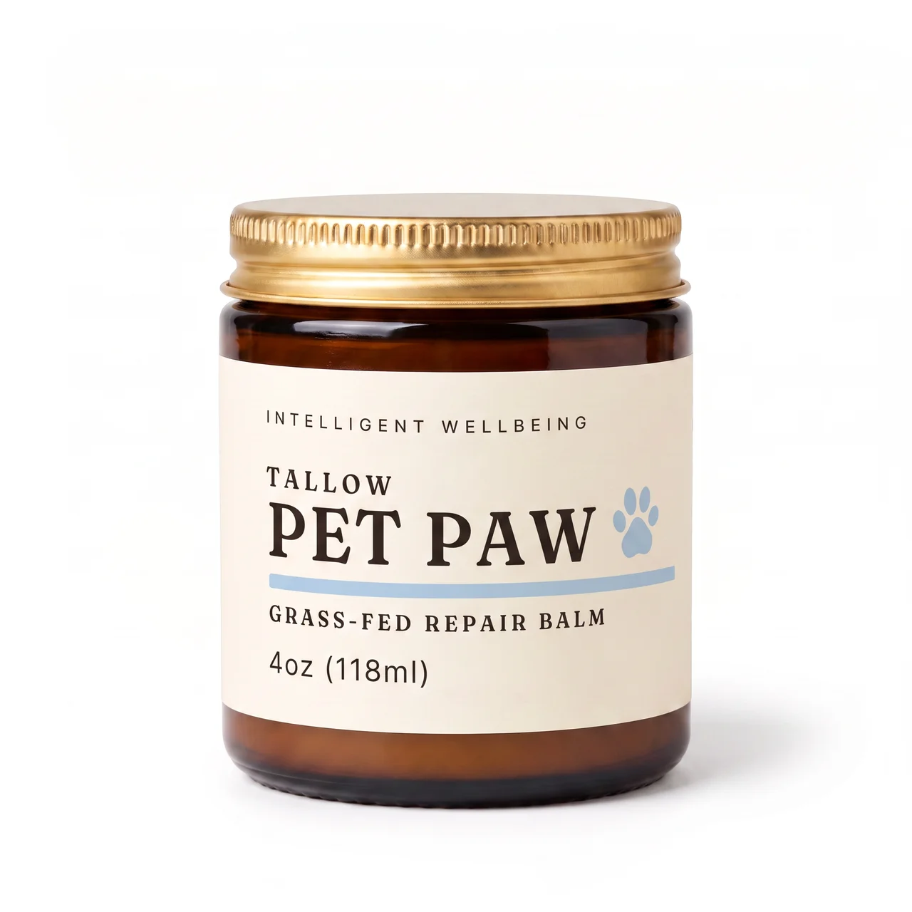 Tallow Pet Paw Pad Repair Balm 4oz amber jar