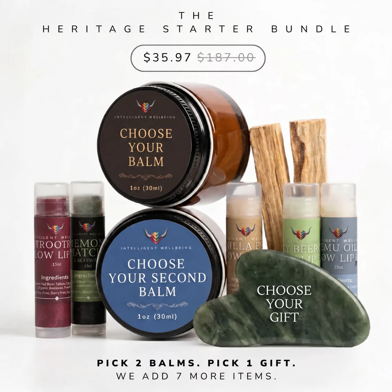 The Heritage Starter Bundle. 10 pieces of clean tallow skincare